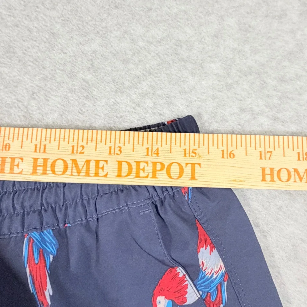 Hurley lined Swim Trunks Men Large Navy Blue Excellent Parrot Print Board Shorts